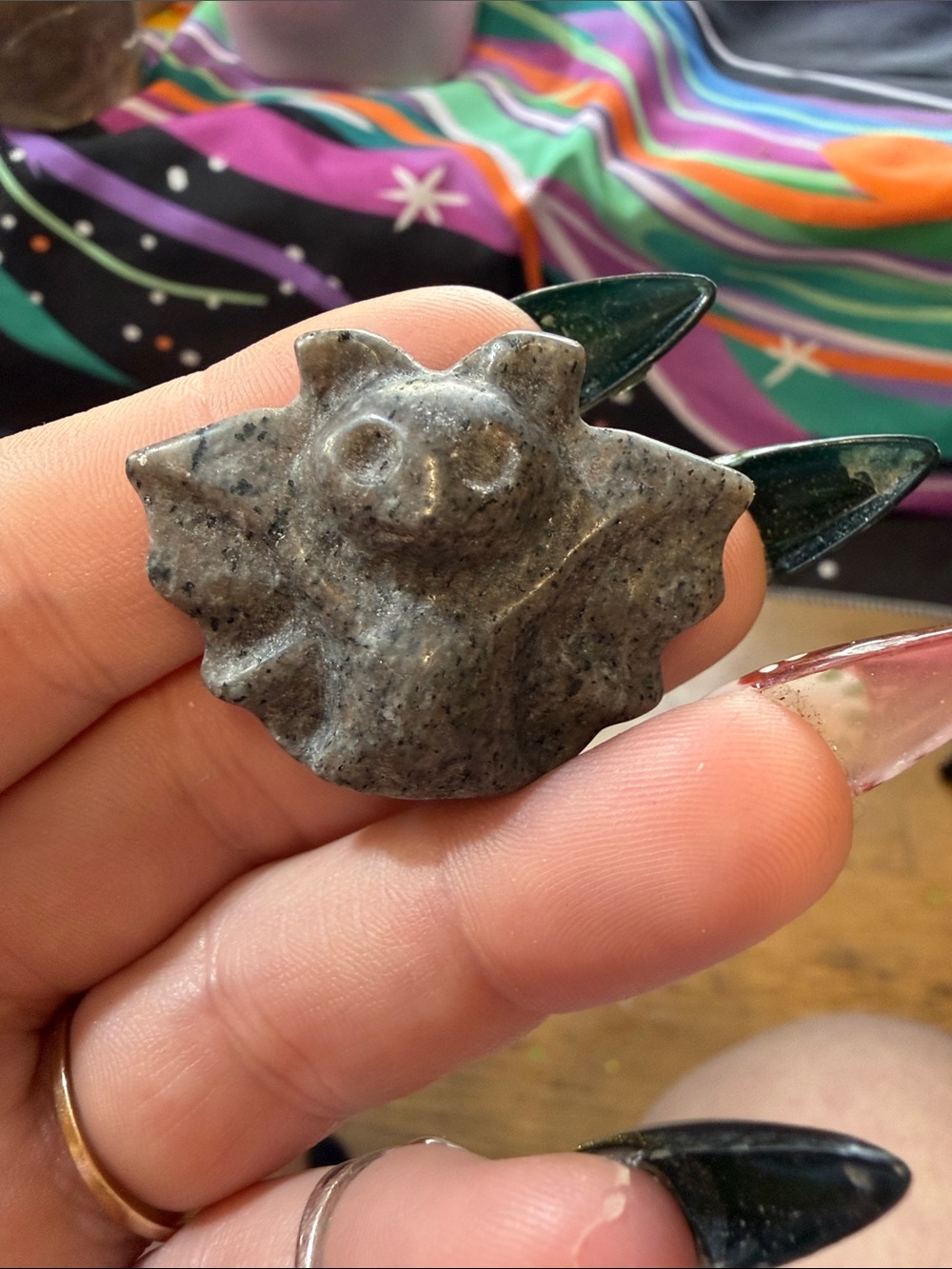 Gray yooperlite Bat-Shaped Small stone decor accent